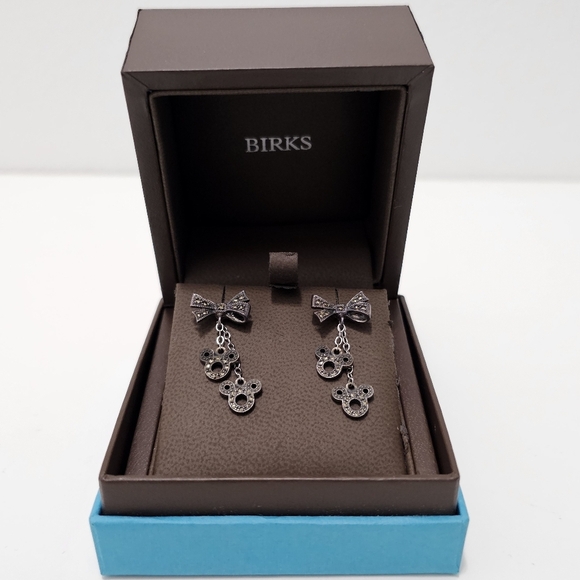 🇨🇦 Birks Disney Mickey Mouse Sterling Silver & Marcasite Earrings Set #1 - Picture 11 of 16